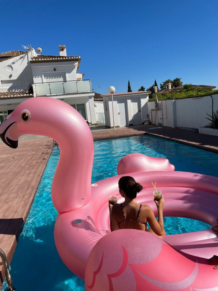 Giant Pink Flamingo Pool Float for 4-person