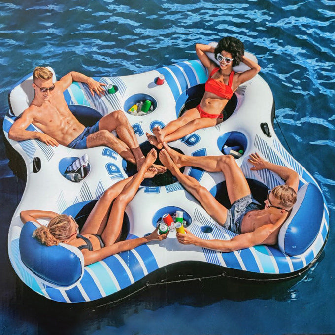 Four person pool float with room for four adults to float side by side