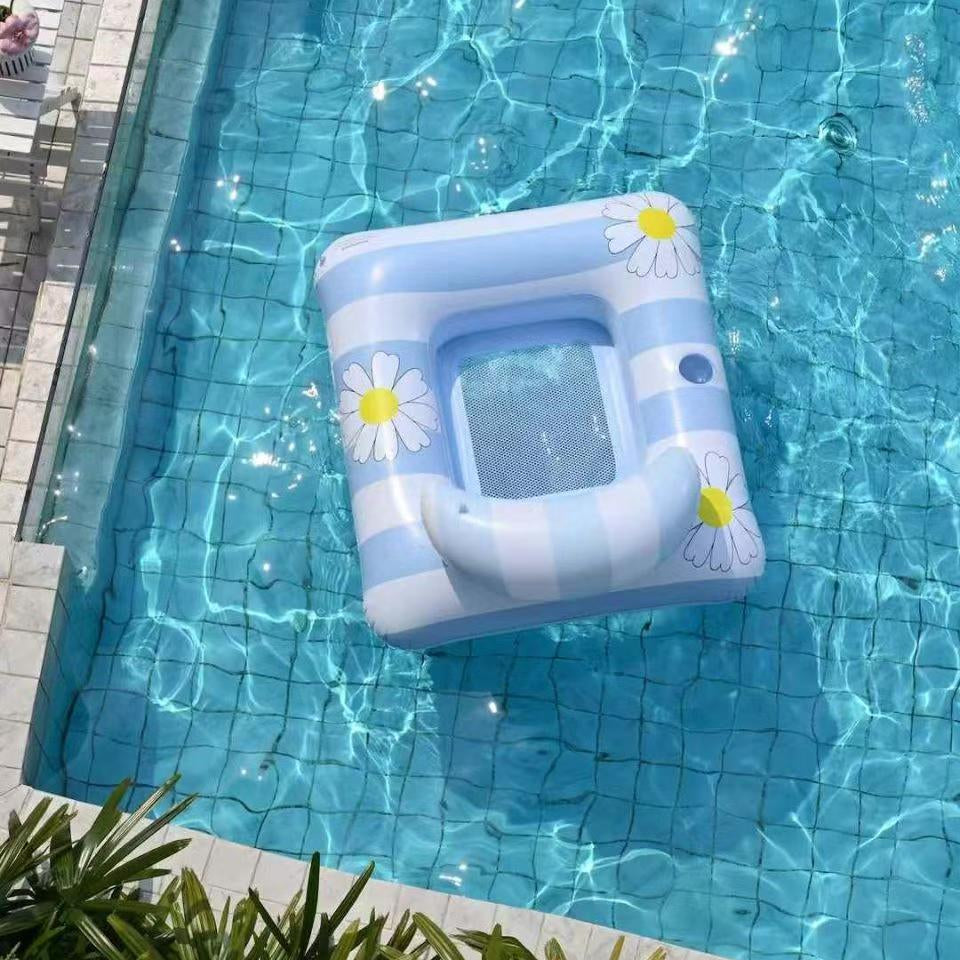 Instagrammable Daisy Pool Lounger - Matching Parent-Child Floats with Mesh Underside