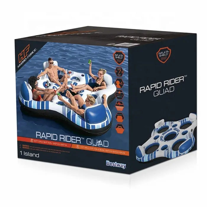 Giant 4-Person Inflatable Float with Ice Buckets and Cup Holders