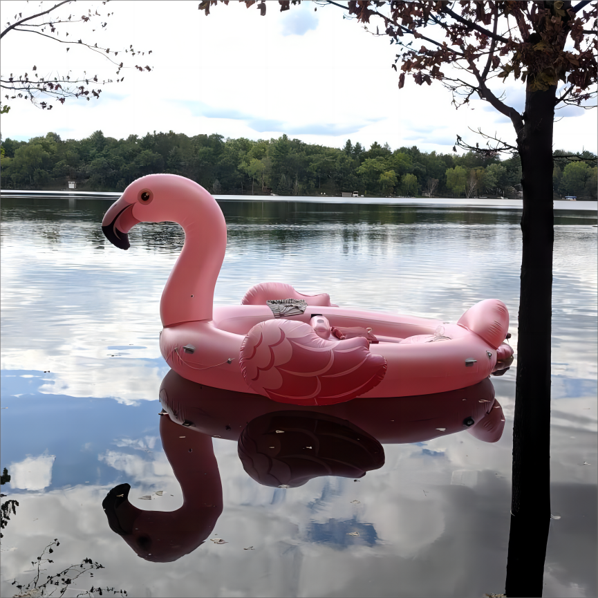 Giant Pink Flamingo Pool Float for 4-person