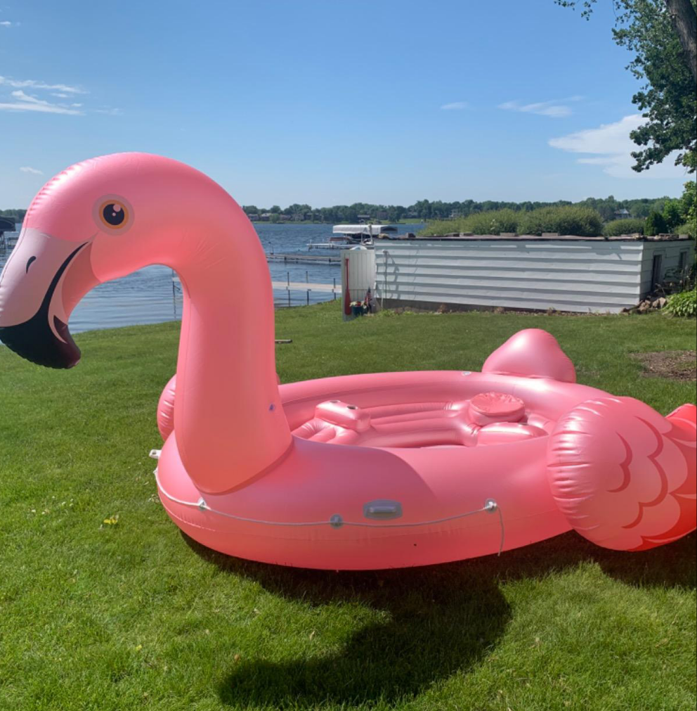 Giant Pink Flamingo Pool Float for 4-person