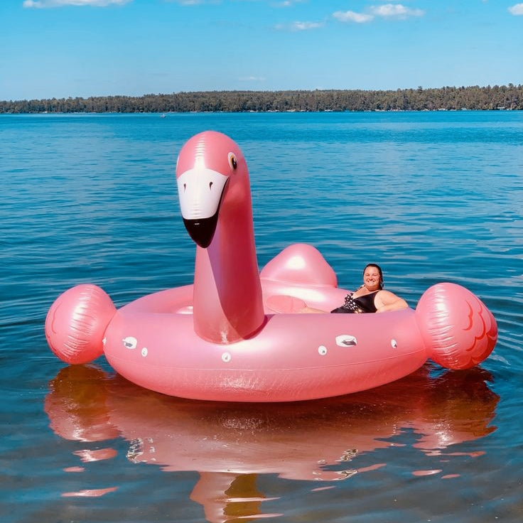 Giant Pink Flamingo Pool Float for 4-person