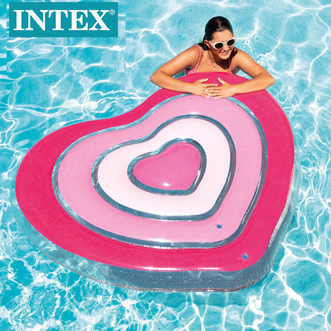 Love Heart Luxury Pool Float for Couples - 5-Layer Pink Design