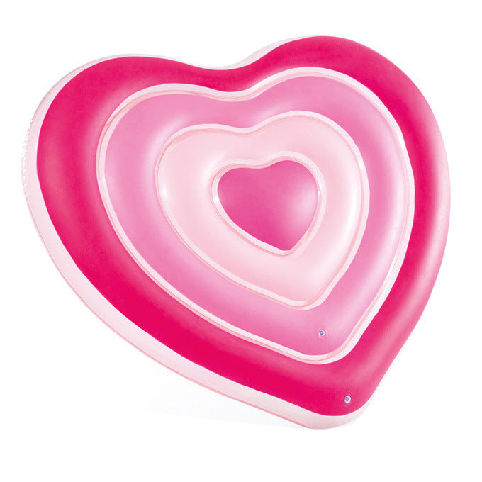 Love Heart Luxury Pool Float for Couples - 5-Layer Pink Design
