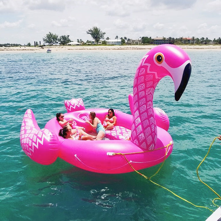 Six foot flamingo island float seating four to six adults at once