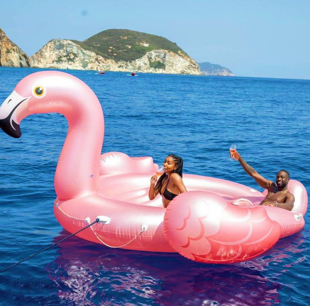 Giant Pink Flamingo Pool Float for 4-person