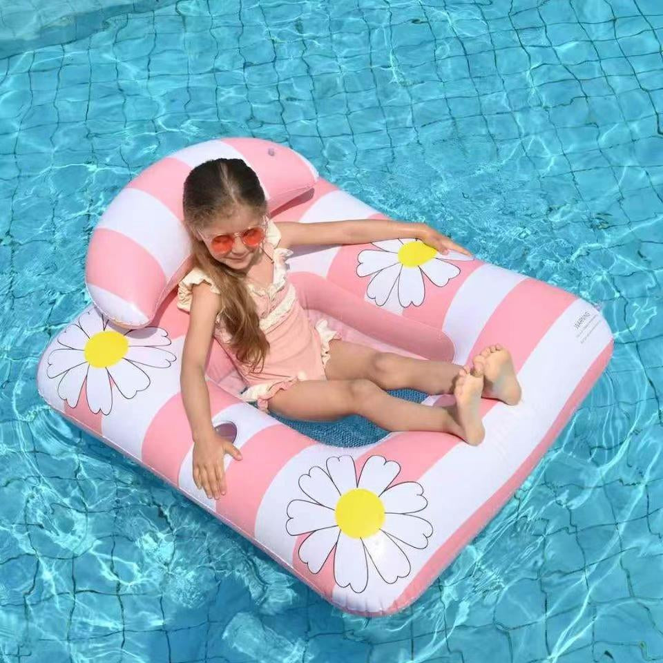 Instagrammable Daisy Pool Lounger - Matching Parent-Child Floats with Mesh Underside
