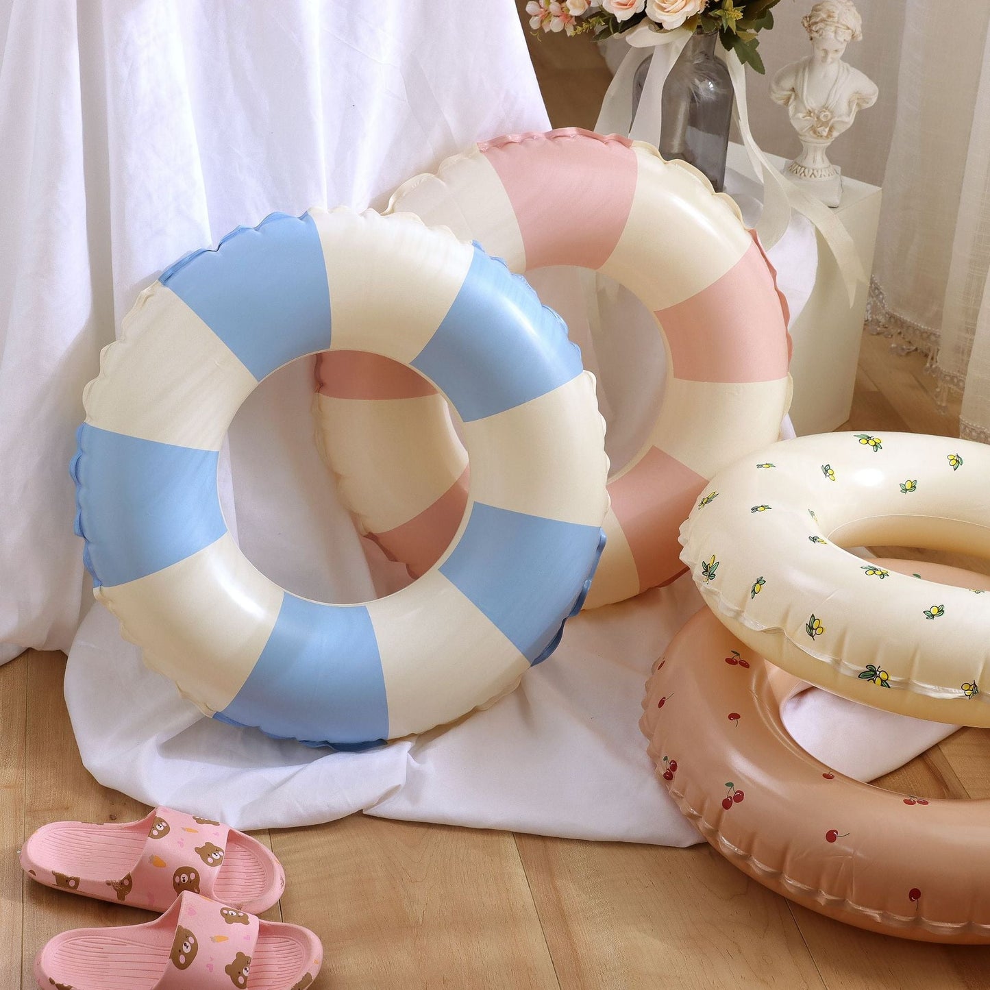 Blue stripes inflatable swimming rings pool float tube starwake