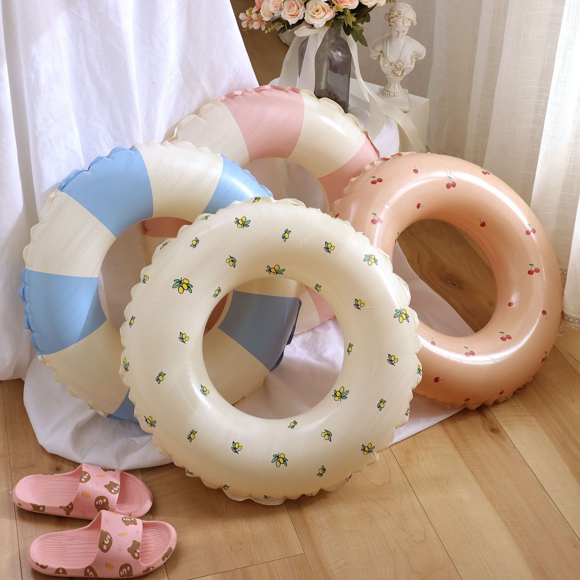 Blue stripes inflatable swimming rings pool float tube starwake