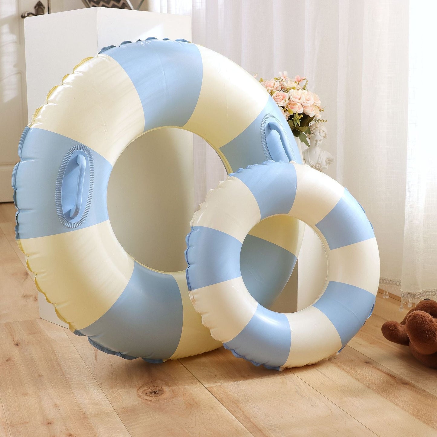 Blue stripes inflatable swimming rings pool float tube starwake
