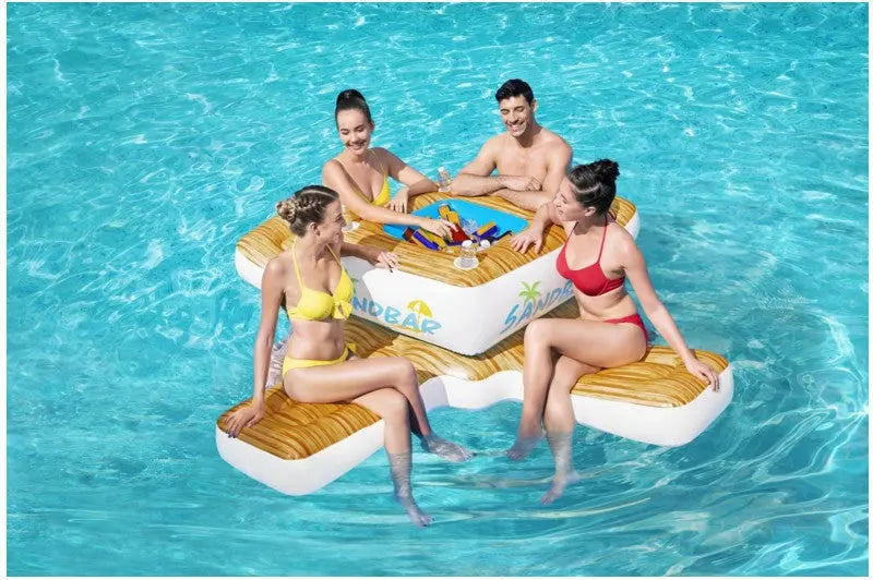 Inflatable Water Bar with cooler for 4-people island pool float starwake