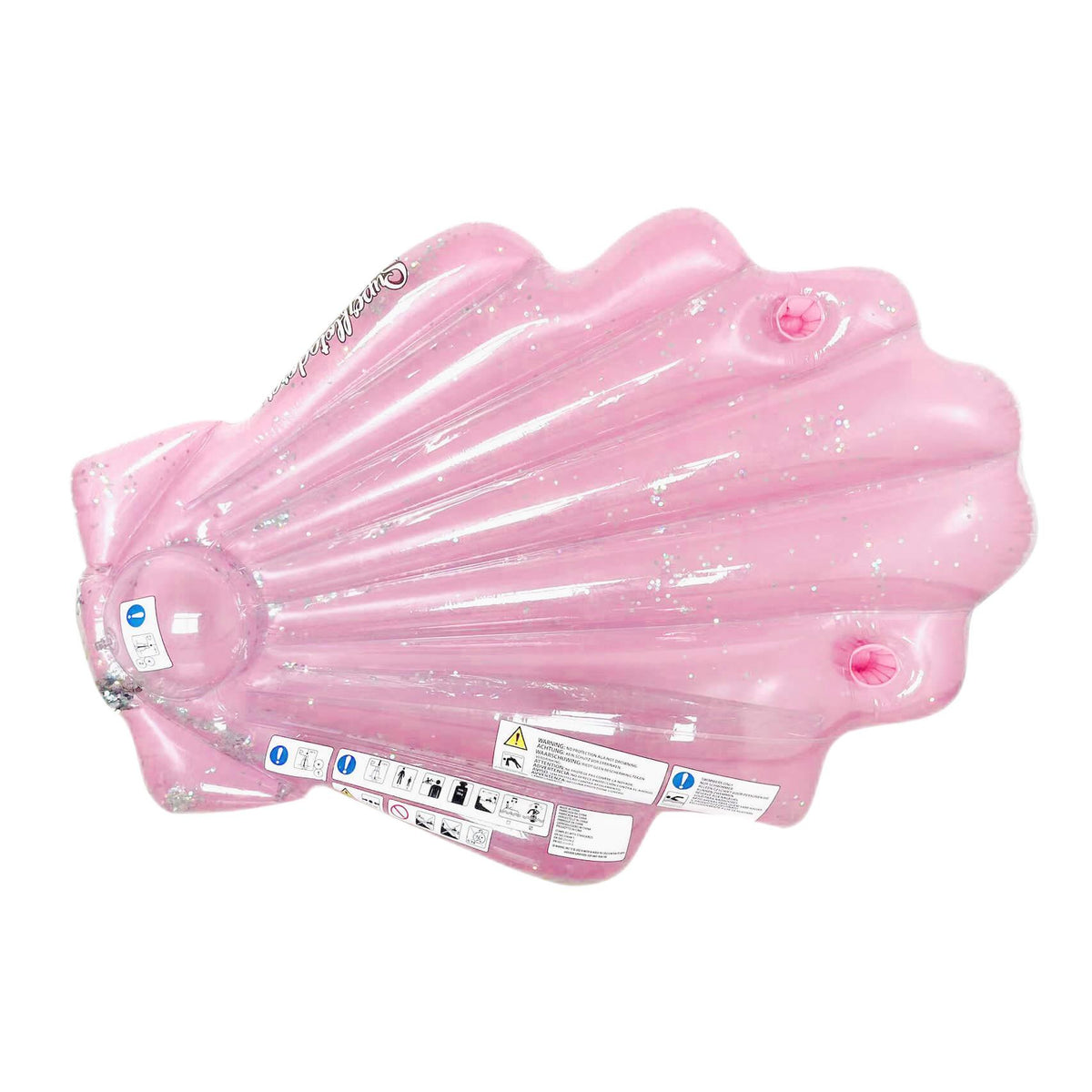 Starwake sparkling pink shell floating pool lounger with 2 cup holders