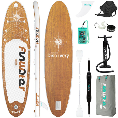 Inflatable Stand Up paddle Board DISCOVERY Wood color11′ SUP Board starwake