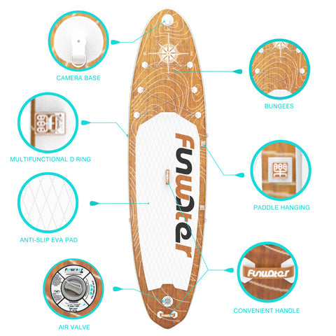 Inflatable Stand Up paddle Board DISCOVERY Wood color11′ SUP Board starwake