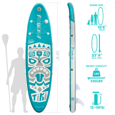 Inflatable Stand Up paddle Board WHITE NEW TIKI 10′6″ SUP Board starwake