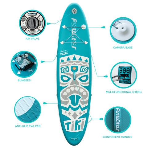 Inflatable Stand Up paddle Board WHITE NEW TIKI 10′6″ SUP Board starwake