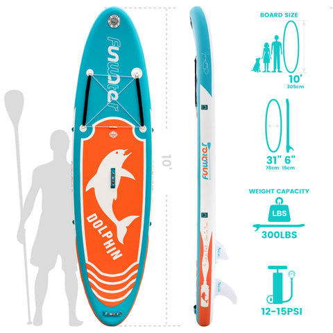 Inflatable Stand Up paddle Board DOLPHINS 10′ SUP Board starwake