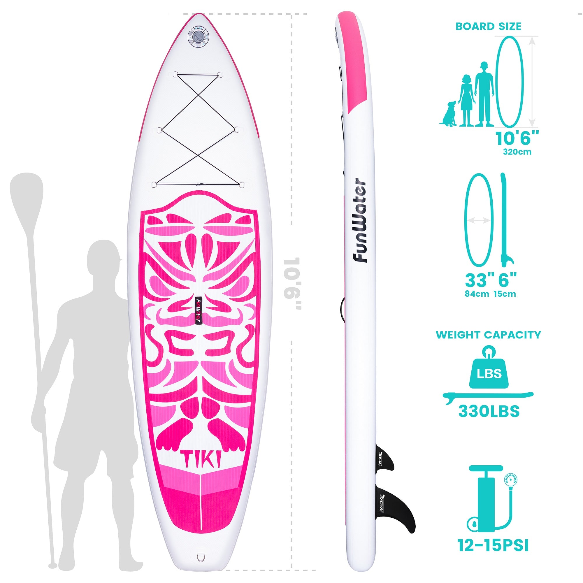 Inflatable Stand Up paddle Board TIKI-PINK 10′6″ SUP Board starwake