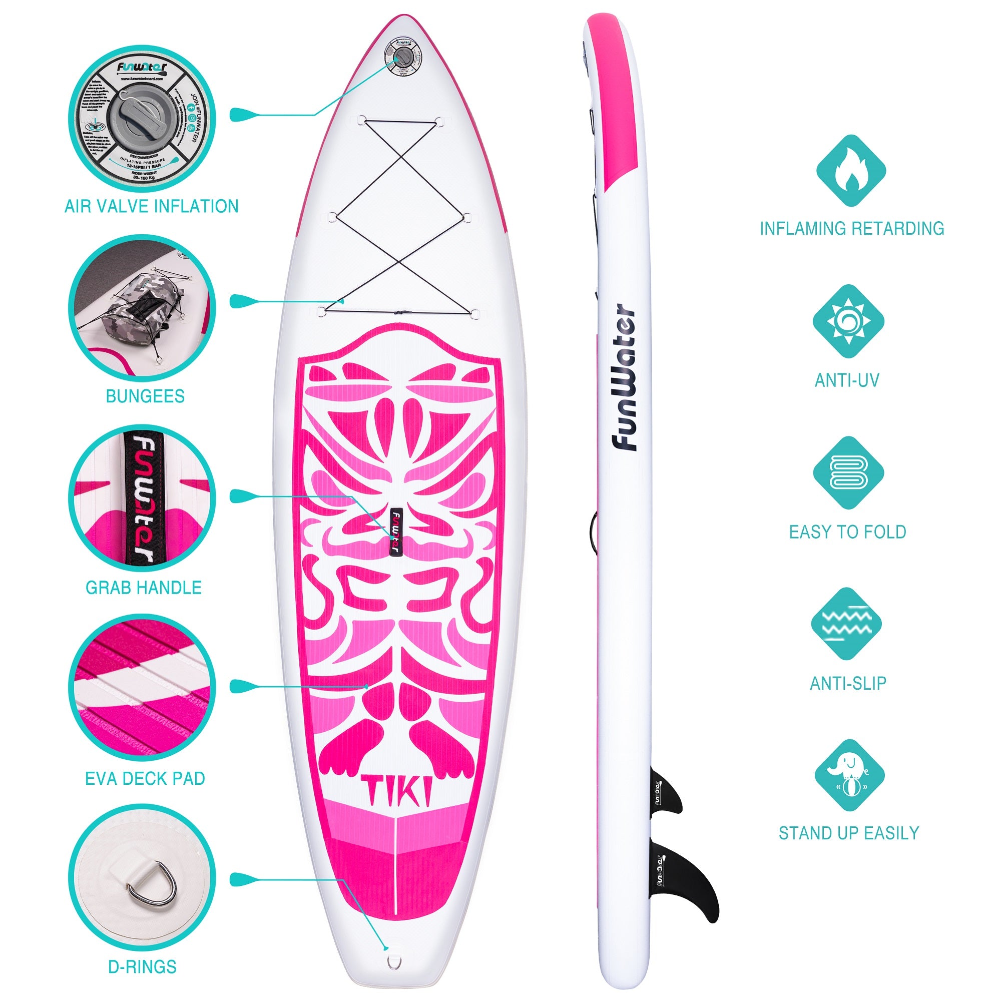Inflatable Stand Up paddle Board TIKI-PINK 10′6″ SUP Board starwake